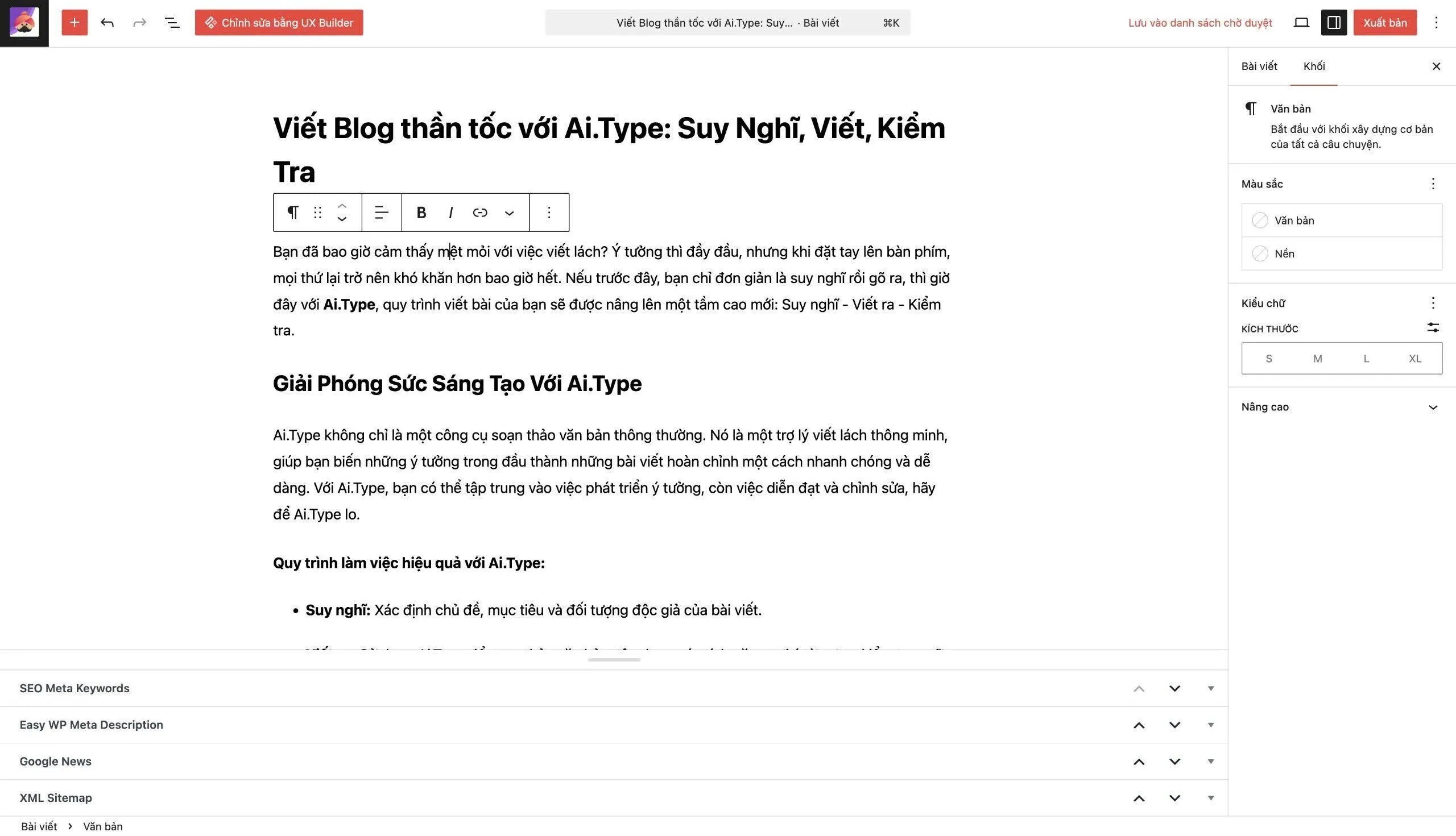 Rà soát lại nội dung, đảm bảo tính chính xác, mạch lạc và hấp dẫn. Ai.Type giúp bạn phát hiện lỗi và đưa ra gợi ý cải thiện.